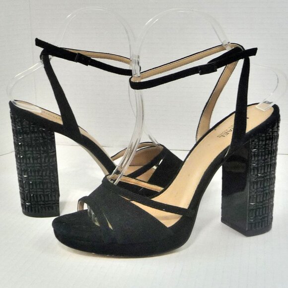 MK YOONIE SUEDE PLATFORM HEELS SIZE 7.5 - Picture 2 of 13